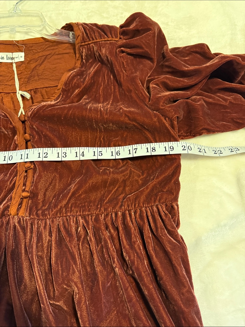 Women's Velvet Tiered Maxi Dress in Rust - Picture 8 of 9